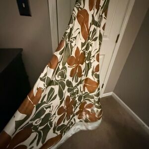 Elegant green and brown floral maxi dress